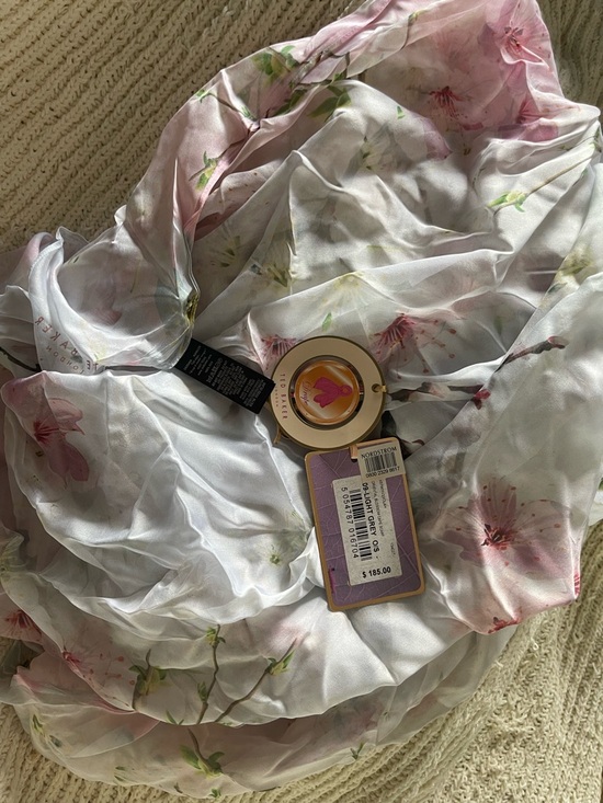 Ted Baker Accessories - Ted Baker White and Pink Floral Lightweight Scarf